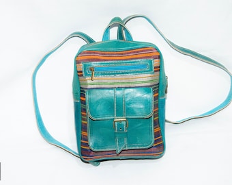 Vintage Moroccan Leather Backpack: Organic Goatskin Rucksack
