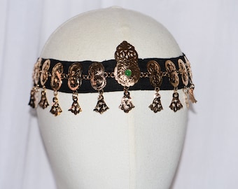 Headband Moroccan Tafilalet , Antique Head ornament Morocco Sillevr Plated Gold , Hair jewelry Vintage