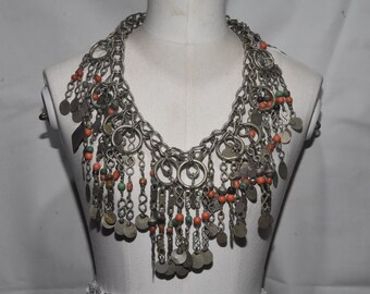 Old Berber Necklace Silver And Coral 1920s