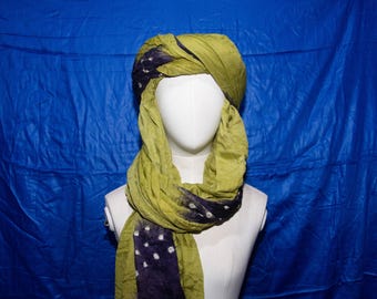 Green Tuareg Cotton Scarf: Berber Turban, 5m Long