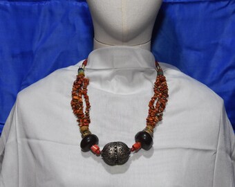 Old Berber Necklace Corail And silver- Ait Atta Morocco