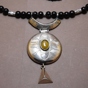 African Tuareg Pendant Agate Necklace Handmade Tuareg Jewelry