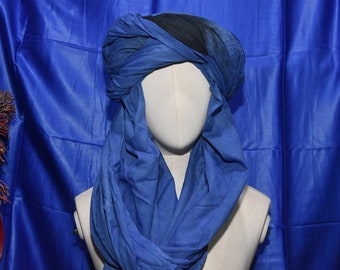 Handmade Tuareg Indigo Turban: Long Berber Scarf