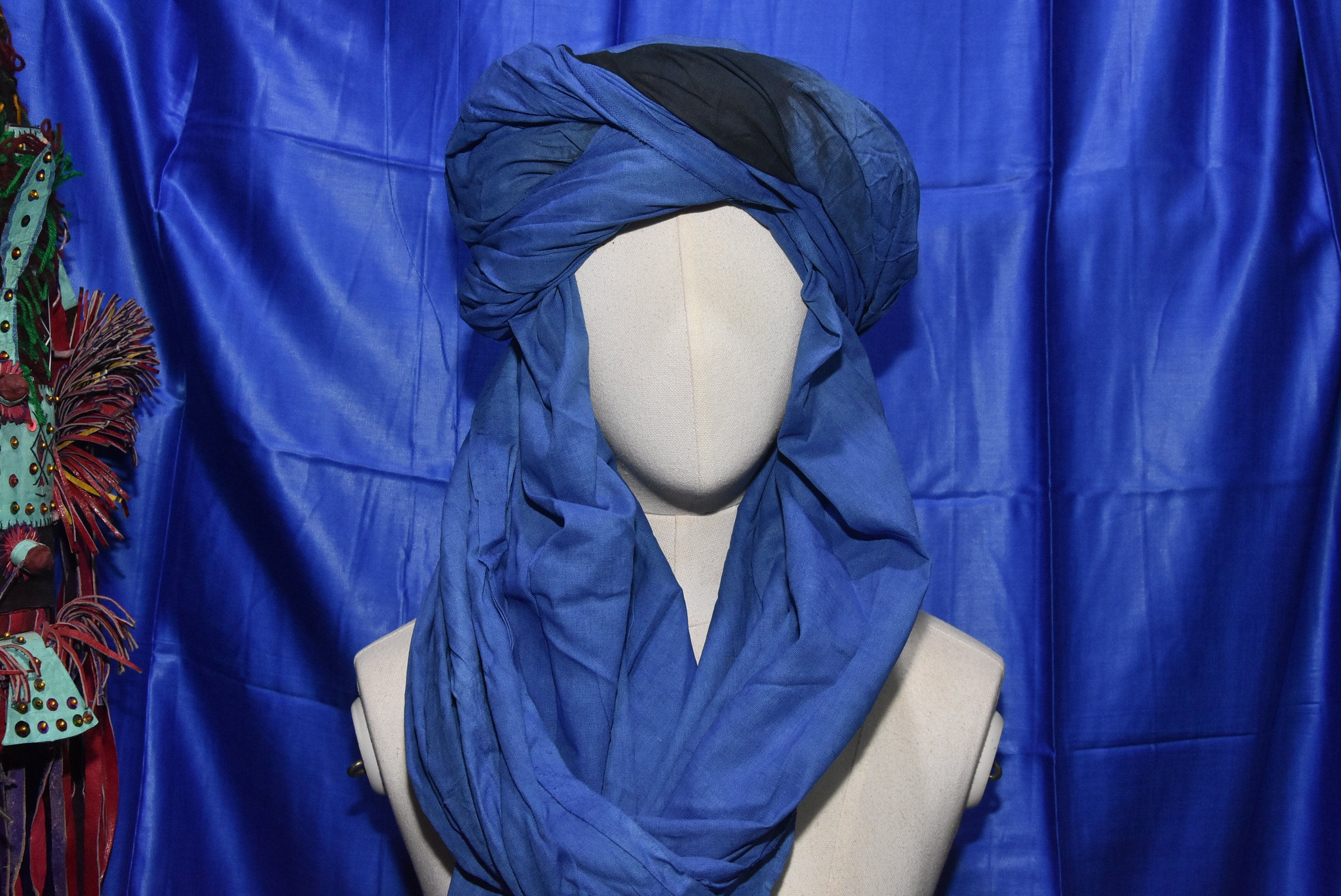 Foulard Touareg Indigo Bleu Nuit - Écharpe Longue Unisexe En Coton (170cm)