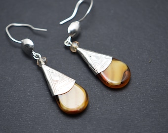 Tuareg Ambar Earrings Sterling Silver from Bilma Tuareg Tribe Design