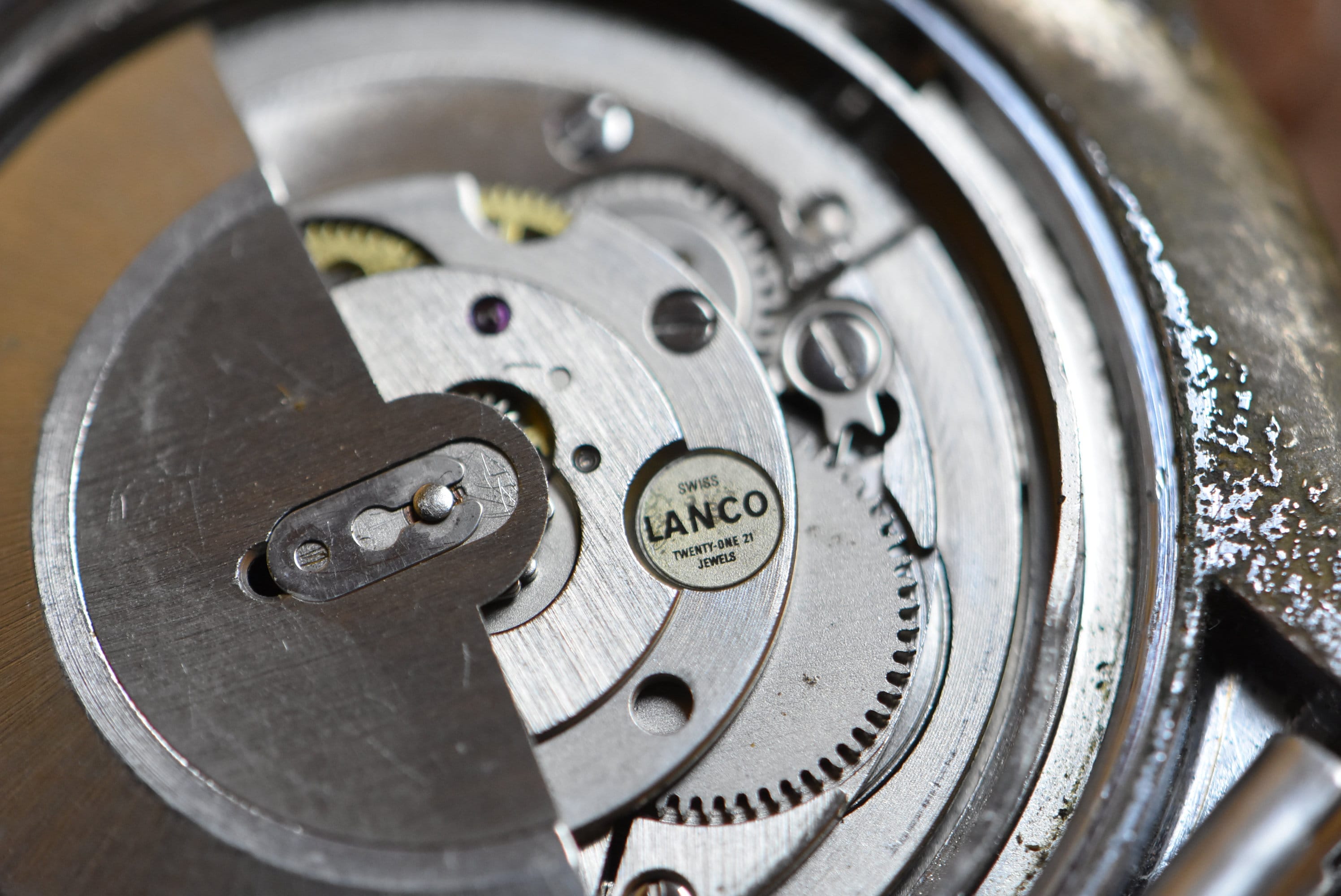 Vintage 1960s Lanco Automatic Watch: Stainless Steel, Grey