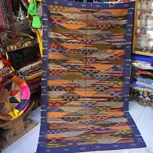 Moroccan Taznakhet Rug , Berber glaoui rug Moroccan area carpet handmade flat woven carpet