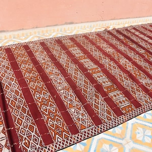 Kilim Zemmour Morocco , Old Rare Rug Berber Kilim