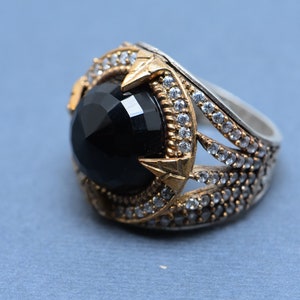 Handmade Sterling Silver Ottoman Ring: Sapphire Zircon