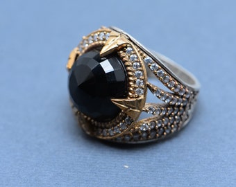 Handmade Sterling Silver Ottoman Ring: Sapphire Zircon