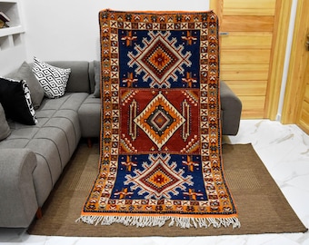 Beautiful Moroccan Rug Azilal , Handwoven Rare Zemmour rug