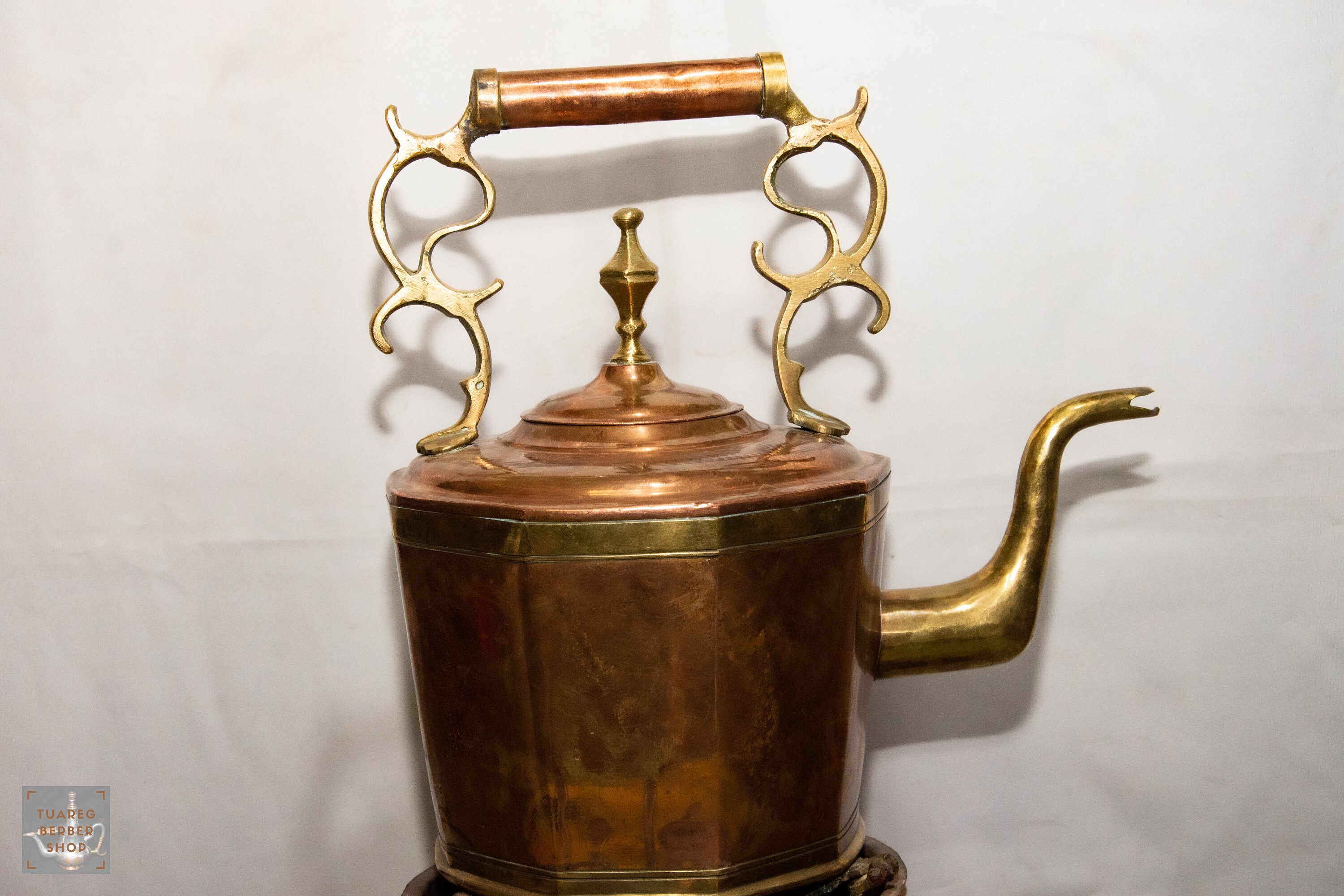 アンティークのムーア風真鍮＆銅製サモワール：モロッコ風ティーセット