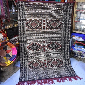 Moroccan Kilim Black Rug Rare Hand woven KILIM , Gorgeous Moroccan Area Rug kilim Berber