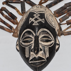 African Tribal Art Wooden Carved Mask Bamana Mask &quot;Ntomo&quot;, Mali