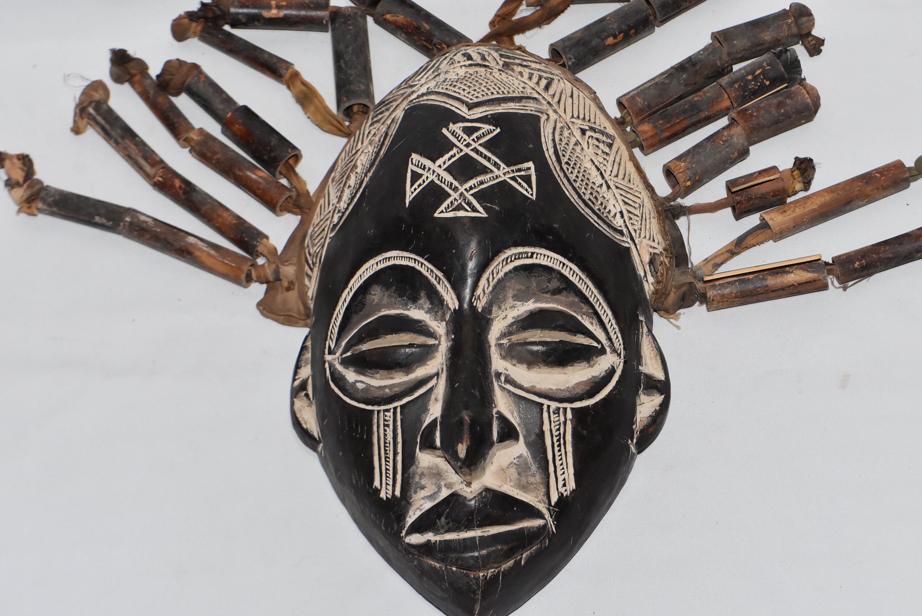 African Tribal Art Wooden Carved Mask Bamana Mask "Ntomo", Mali
