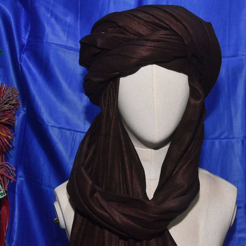 Moroccan Handmade Tuareg Scarf- Unisex Berber Scarf - Light Blue Scarf, Indigo
