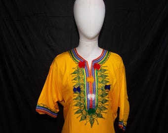 Embroidered Moroccan Kaftan Dress: Bohemian Berber Gandoura
