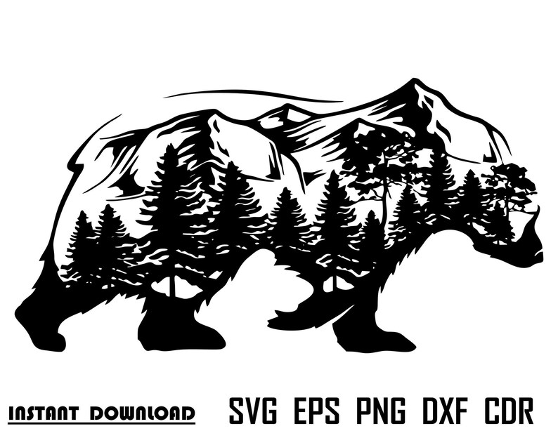 Free Free 66 Silhouette Bear Mountain Svg SVG PNG EPS DXF File