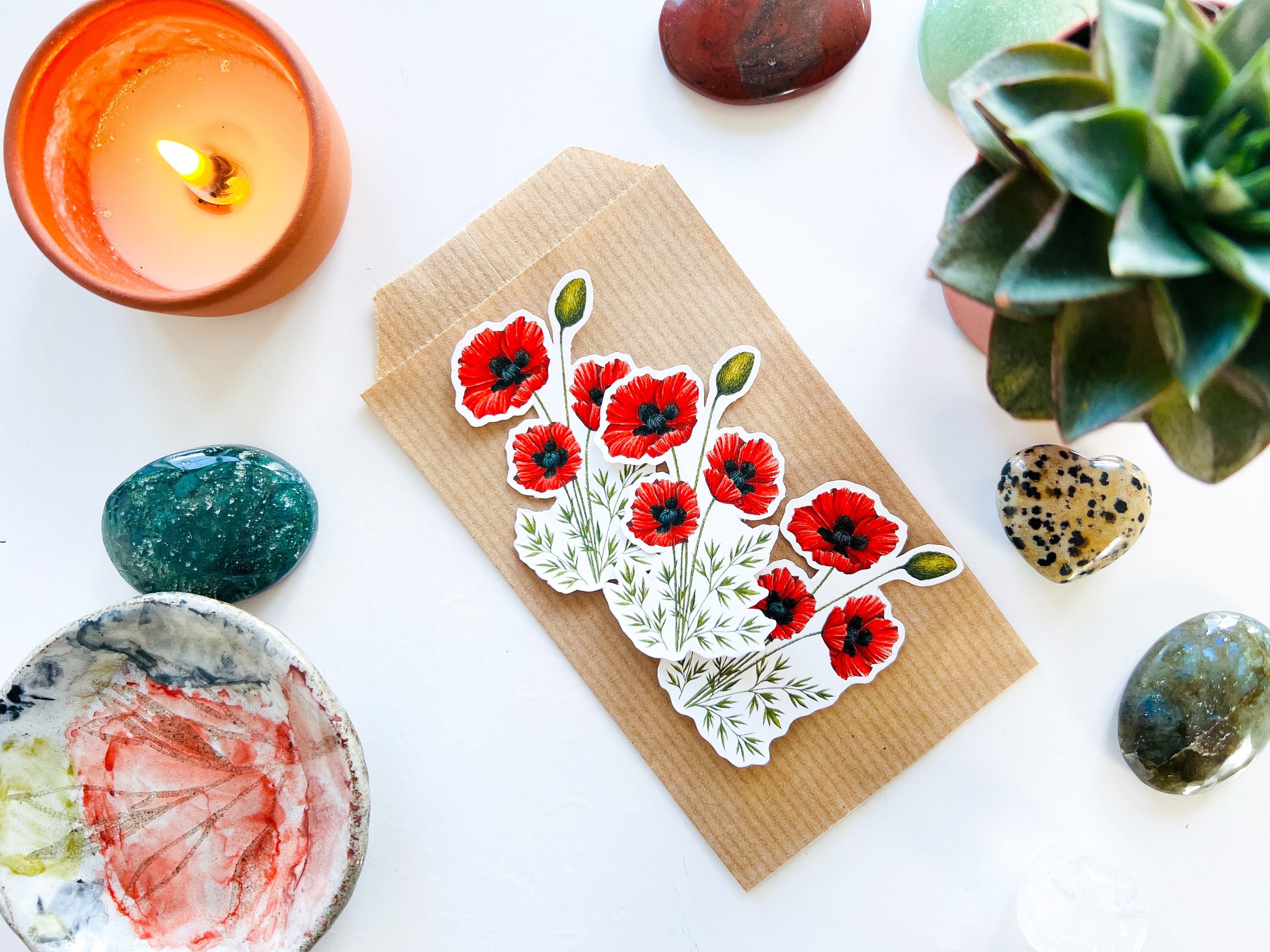 Poppy Flower Vinyl Sticker: Waterproof Stickers for Laptop and Phone ...