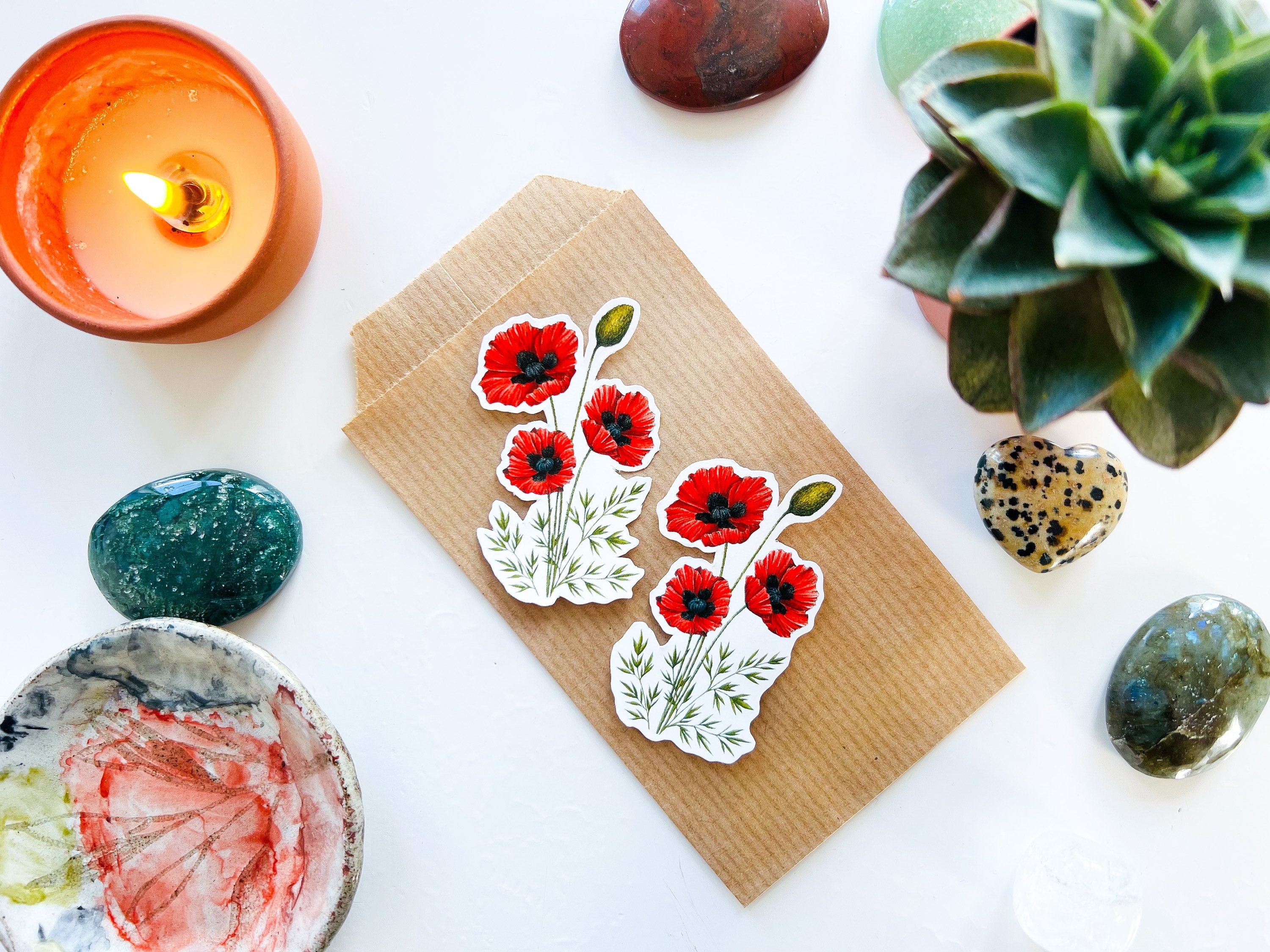 Poppy Flower Vinyl Sticker: Waterproof Stickers for Laptop and Phone ...