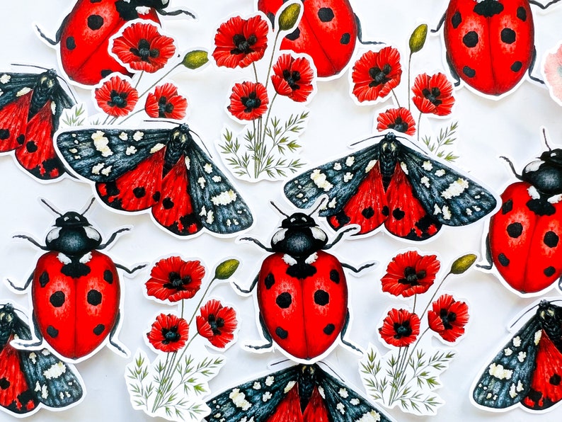 Poppy Flower Vinyl Sticker: Waterproof Stickers for Laptop and Phone ...