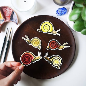 Pack d'autocollants escargots : jeu d'autocollants escargots bosquets, illustration d'escargots de jardin animalier, décoration d'ordinateur portable nature, bizarrerie et curiosité