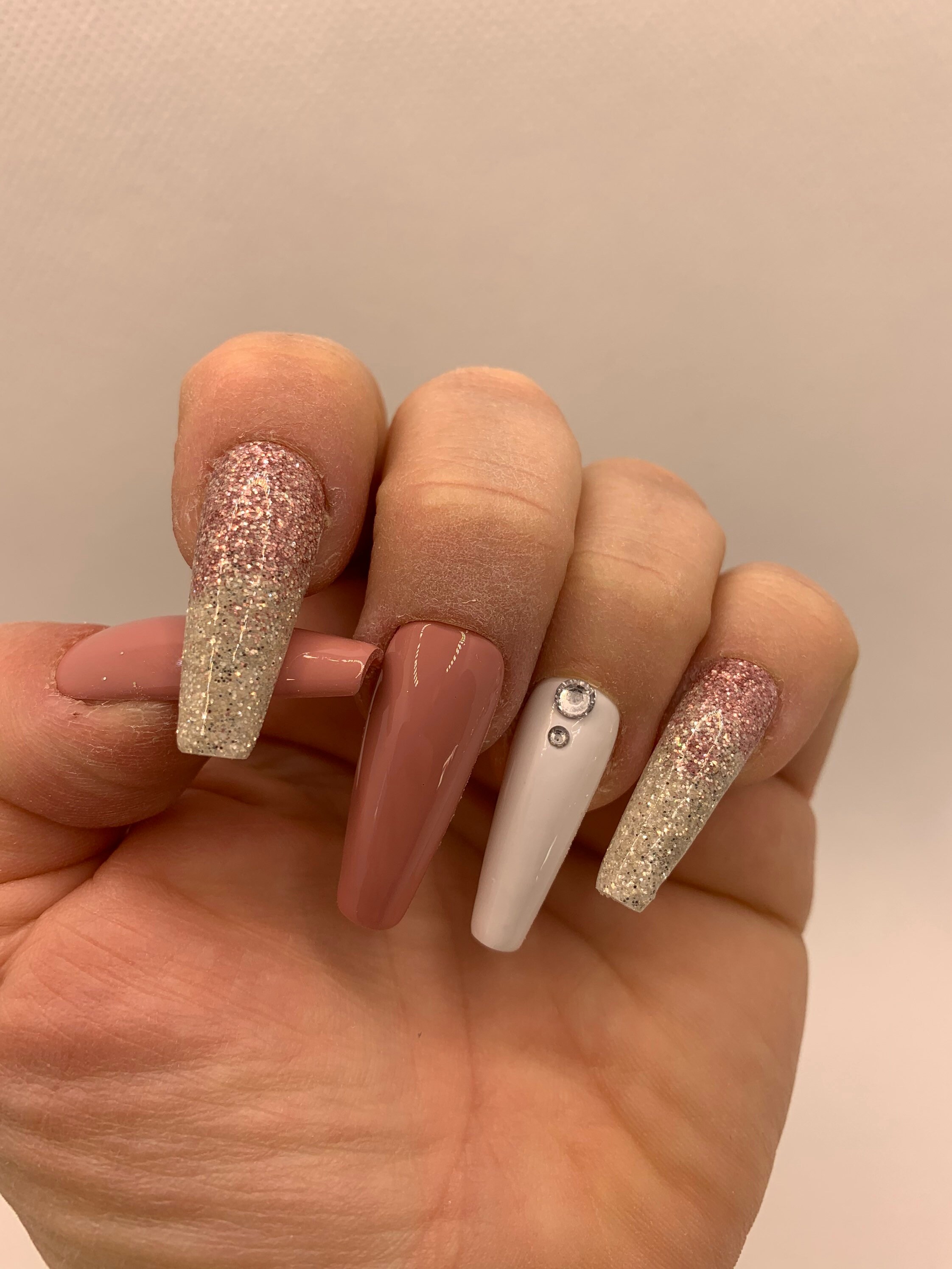 Press on NailsLong Nails Coffin NailsGlittering Nails Etsy