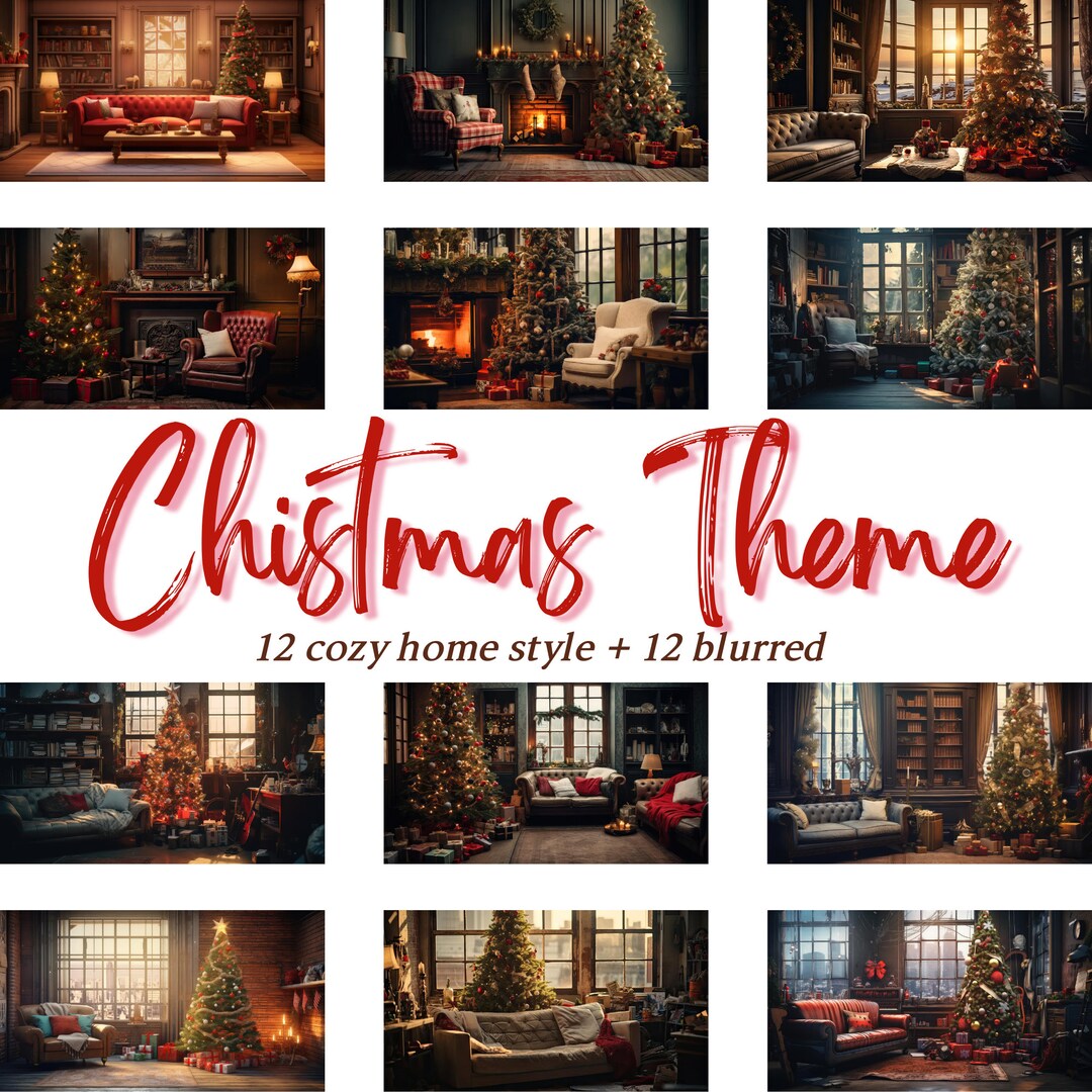 12 Cozy Christmas Backgrounds, Home Office Virtual Background, Backdrop ...