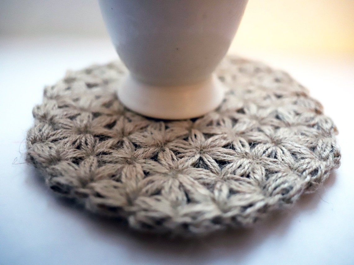 Natural Jute Coaster Crochet Jute Coaster Knitted Doily Cup Etsy