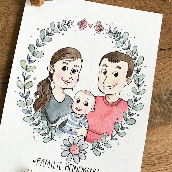 Familienportrait Original Illustration