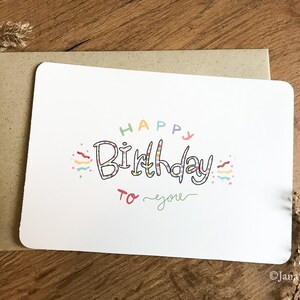 Postkarte "Happy Birthday" Geburtstagskarte mit Graspapierumschlag