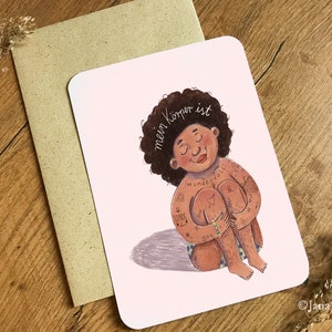 Postkarte Bodypositivity Selbstliebe mit Briefumschlag