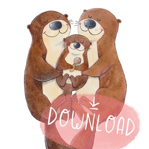 Otter Family Poster | Digital File | Download | printable | we love you like no otter |