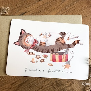 Postkarte Weihnachten mit Katze