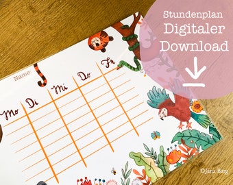 Print out your own timetable with jungle animals