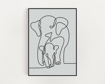 Line Elephant Print | Bedroom | Living Room | Home | Decor