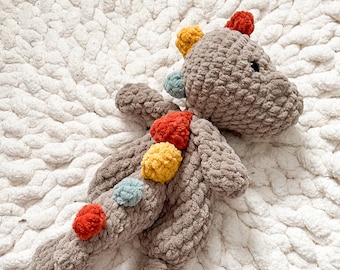 Crocheted Dinosaur Snuggler | Dino Knotted Lovey | Made To Order