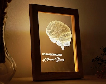 Graduation Gift for Psychology Student - Perfect Gift for Student - Framed Brain Led Lamp - Neurology Gift - Anatomical Brain - Framed Art