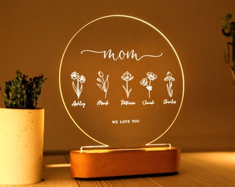 Personalized Gifts for Mom, Birth Month Flower Grandma Gifts, Mom Birthday Gift, Grandma's Garden, Gifts for Grandma from Grandkids