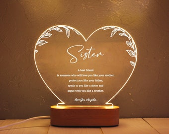 Personalized Gift for Sister - Sister Gift - Best Friends Gift - Sister Birthday Gift - Gift for BFF - Custom Night Light - Christmas Gifts