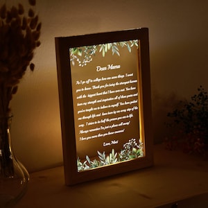 Luz nocturna de carta de mamá personalizada - Regalo para mamá - Regalo de madre - Regalo de mamá - Regalo personalizado para mamá - Regalo de cumpleaños de mamá - Regalo de mamá de niños