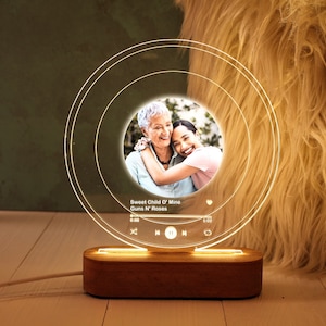 Song Vinyl Record Photo Light, Gift for Mom, Mommy Gifts, Mother Gifts, Mommy Gifts - Birthday Gift for Her Him, Photo Plaque, Song Code