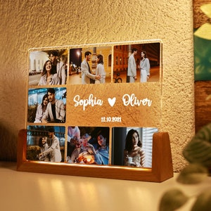 Personalized Photo Gifts, Led Light as Romantic Night Lamp Gift for Wife,Custom Photo Album Lamp,Custom Picture Acrylic Song Plaque Gifts