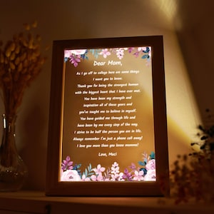 Luz nocturna de carta escrita a mano personalizada - Regalo para mamá - Regalos de cumpleaños de la abuela Nana mamá - Regalo del Día de la Madre - Regalo de Navidad para mamá