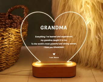 Grandma Personalized Heart Keepsake - Custom Grandma Gift from Grandchildren - Mother's Day Gift for Grandma - Grandma Heart Night Light