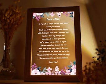 Personalized Hand-Written Letter Night Light - Gift for Mom - Grandma Nana Mommy Birthday Gifts - Mother's Day Gift - Christmas Gift for Mom