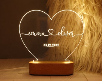Anniversary Gift Custom Night Light - Anniversary Gift for Parents - 2nd 4th and 12th 5th Anniversary - Anniversary Gift for Mom and Dad