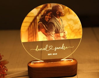 Custom Photo Night Light - Anniversary Gift - Newlywed Gift - First Anniversary - Gift for Her - Gift for Him - Engagement Gifts for Couple