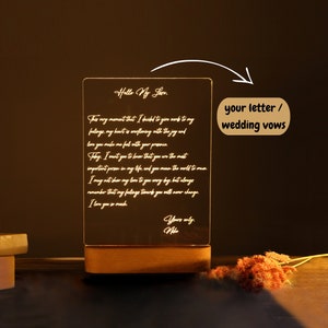 Custom Hand-Written Letter Night Light as Valentines Gift - First Anniversary Gifts - Romantic Gift for Wife - 1 5 10 Year Anniversary Gift