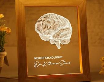 Graduation Gift for Psychology Student - Perfect Gift for Student - Framed Brain Led Lamp - Neurology Gift - Anatomical Brain - Framed Art